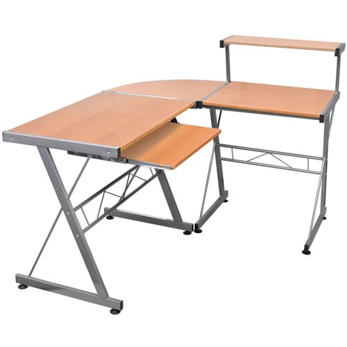 VidaXL Kutni stol za računalo smeđi 132x112x99 cm konstruirano drvo Slike