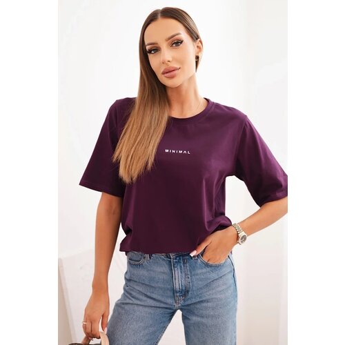Polski Women's cotton blouse with Minimal print plum Cijene