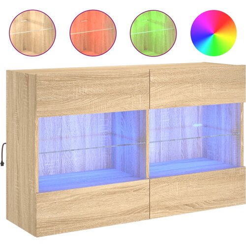 Maison Chic Stenska TV omarica - TV stojalo - Televizijska omarica z LED lučkami sonoma hrast 98,5x30x60,5 cm, (21700852) Slike
