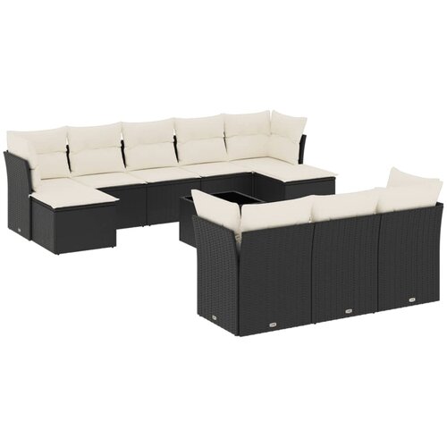  11-dijelni set vrtnih sofa od poliratana s jastucima crni Slike