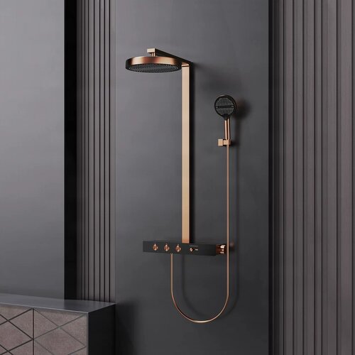 ELITE EDITION Termostatski stenski tu&scaron; sistem BSW1727 iz medenine v več barvnih izvedbah, tudi črni in kromirani &mdash; Bru&scaron;ena rose gold Cene