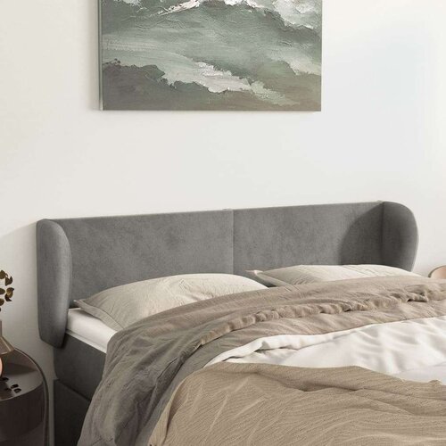 Uzglavlje s u&amp;scaron;ima svjetlosivo 147x23x78/88 cm bar&amp;scaron;unasto Slike