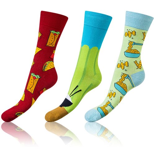 Bellinda CRAZY SOCKS 3x - Funny crazy socks 3 pairs - dark brown - light blue - light green Slike