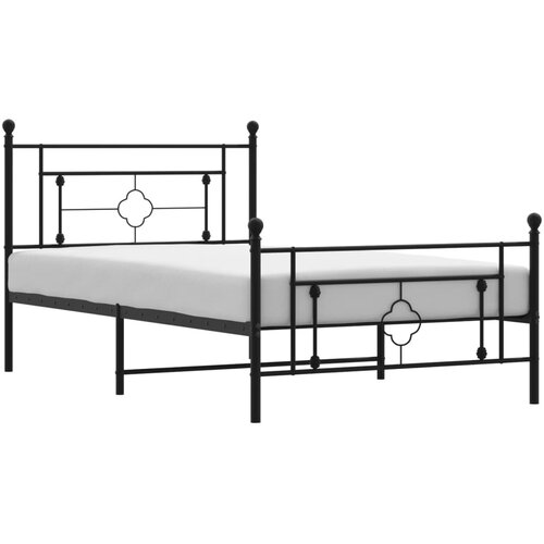 Maison Chic Kovinski Posteljni okvir - Dvoposteljna postelja - Zakonska postelja z vzglavjem in vznožjem črn 107x203 cm, (21696165) Slike