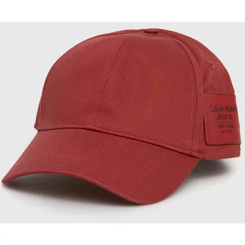 Calvin Klein Jeans Bombažna bejzbolska kapa rdeča barva