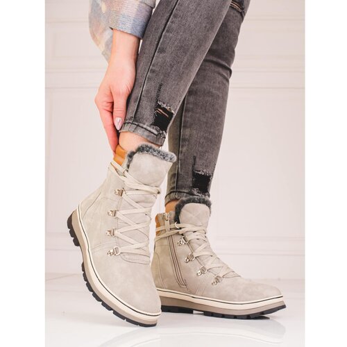 SHELOVET Gray women&amp;#039;s trappers with insulation Slike