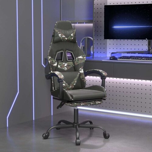  Vrtljivi gaming stol z oporo za noge črno kamuflažno um. usnje, (20699235) Cene