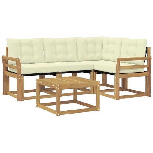 vidaXL Zunanja garnitura za sedenje z blazino 5 pcs Bela in krem, (5000280127) Cene