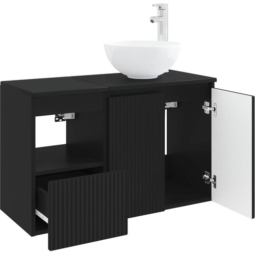  Set namje&amp;scaron;taja za kupaonicu 2 kom. Crna Konstruirano drvo 49,5 x 41 x 80 cm Slike