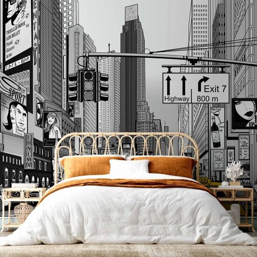  Foto tapeta - Comic book city - New York street in pop art style 400x280 Standard Slike