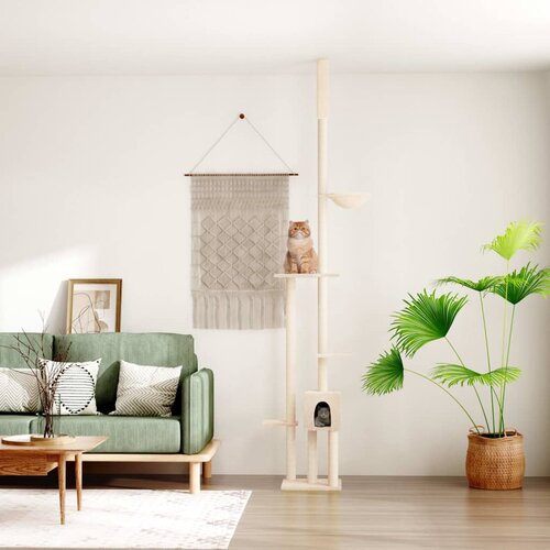 VidaXL Penjalica za mačke od poda do stropa krem 258,5 - 284,5 cm Slike