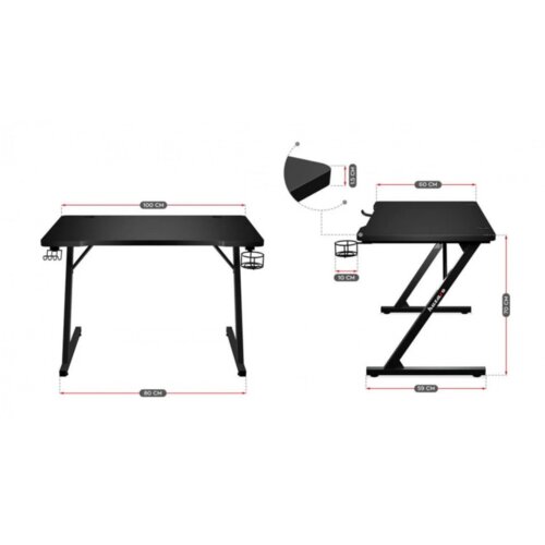 Olimp Sport Huzaro Gaming sto Hero 1.8 Crni 100x60cm Cene