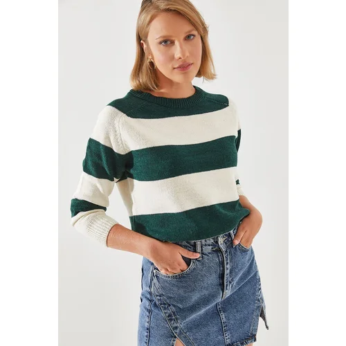 Bianco Lucci Women's Striped Sweater Raglan