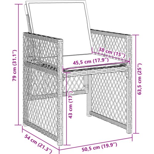 vidaXL 5-delni set za vrt z blazinami Črn poli ratan, vrtna miza Črna 140x80x73 cm Tempered Glass Cene