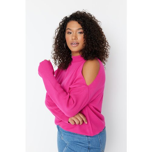 Trendyol Curve Pink Cut Out Detailed Knitwear Sweater Cene