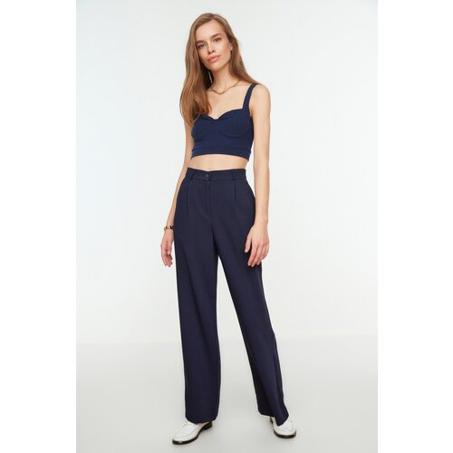 Trendyol Navy Wide Leg Trousers Cene