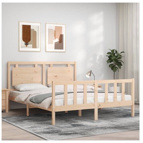 vidaXL Okvir kreveta s uzglavljem veliki bračni od masivnog drva Cijene