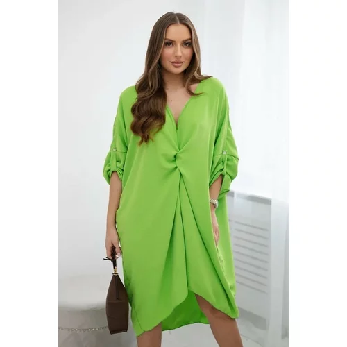 Fasardi Oversize dress with a decorative neckline, light green