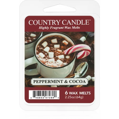 Country Candle Peppermint & Cocoa vosek za aroma lučko 64 g
