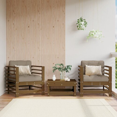  The Living Store Vrtni stoli 2 kosov medeno rjava trdna borovina - Vrtni Stol, (21462114) Slike