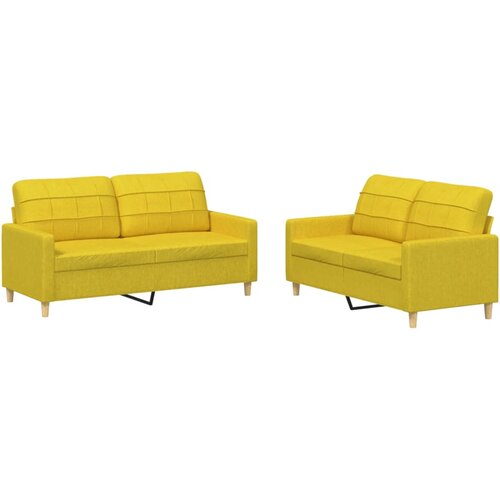  2-dijelni set sofa s jastucima svjetložuti od tkanine Slike