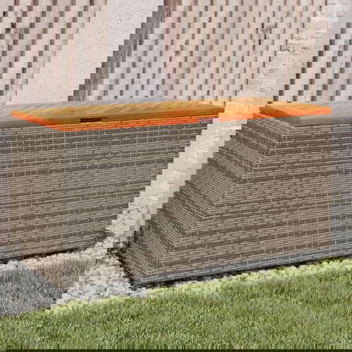 VidaXL Vrtna kutija za pohranu siva 110x50x54 cm od poliratana i drva Slike