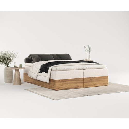 Maison de R&amp;ecirc;ve bež/u prirodnoj boji boxspring krevet s prostorom za odlaganje 200x200 cm faro &amp;ndash; Slike