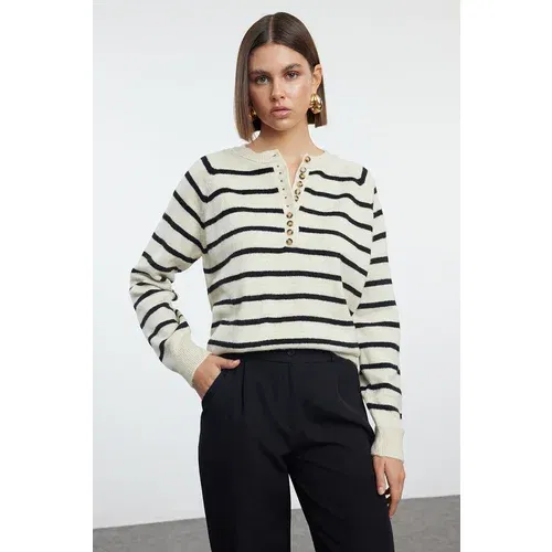 Trendyol Stone Basic Striped Knitwear Sweater