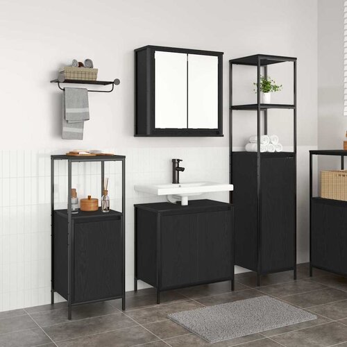  Set namještaja za kupaonicu 3 pcs Crni hrast Konstruirano drvo Cene
