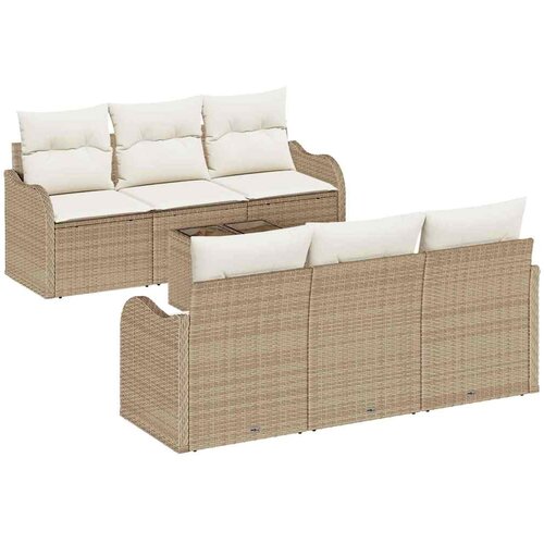  Sjedeća garnitura za vrt 7 kom. 6-Broj sjedala Bež i krema 176 x 62 x 85 cm Slike