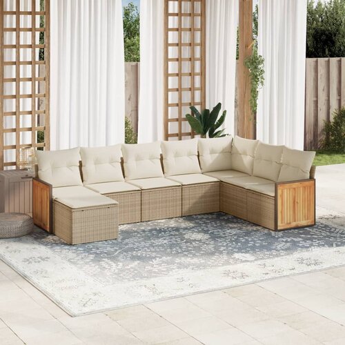 VidaXL 8-dijelni set vrtnih sofa od poliratana s jastucima bež Slike