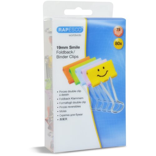 Rapesco Foldback sponke 19mm smiles multicolor 80/1 1428, (20378441) Cene