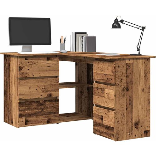 vidaXL Kutni radni stol staro drvo 145x100x76 cm konstruirano drvo Cijene