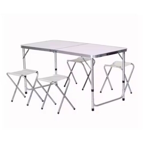  Folding Camping Table Set 4 Chairs Gray Slike