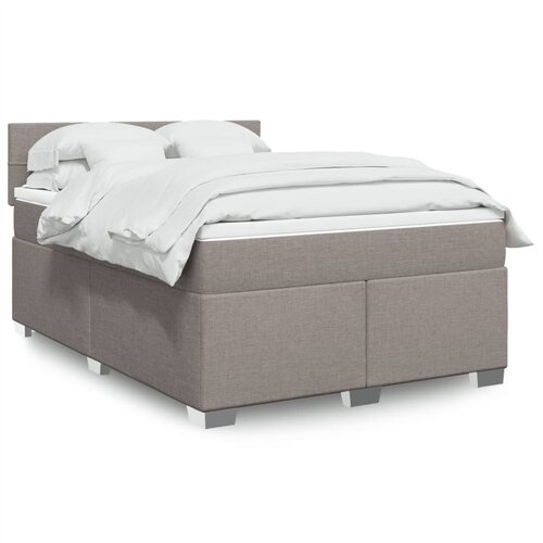 VidaXL Krevet s oprugama i madracem smeđesivi 160x200 cm tkanina Slike