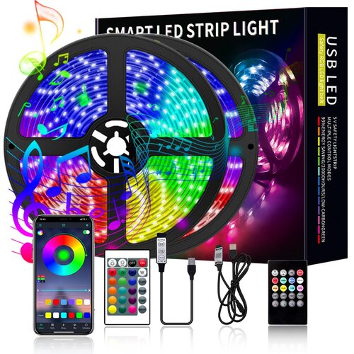 Venisymlis Led Svetlobni Trak 10M Rgb Led Svetlobni Trak Večbarvni Prilagodljiv Svetlobni Trak S 24 Tipkami Za Sinhronizacijo Daljinskega Upravljalnika, (22060116) Cene