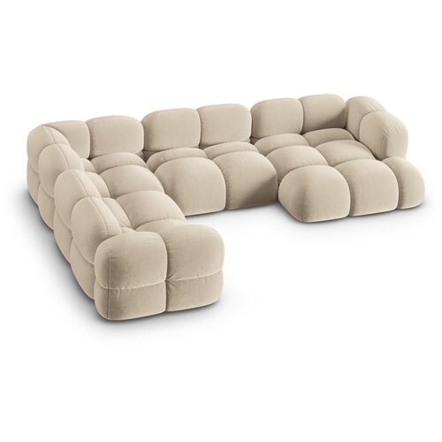 Cosmopolitan Design Bež žametna kotna sedežna garnitura (levi kot/v obliki črke &amp;quot;U&amp;quot;) Loretto &amp;ndash; Slike
