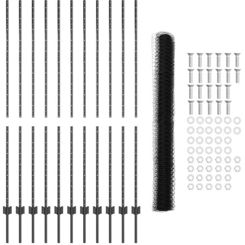  Set ograde Set od 2 Siva Čelik s pra&amp;scaron;kastim premazom 25 x 1 5 m Slike