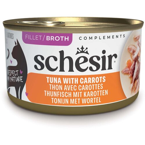  Ekonomično pakiranje Schesir Complements u juhi 24 x 70 g - Tuna s mrkvom Slike
