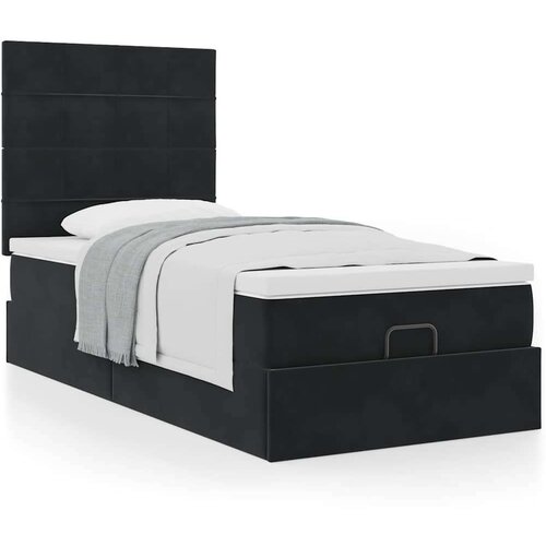 vidaXL Otomanski posteljni okvir z vzmetnicami črn 80x200cm žamet Cene