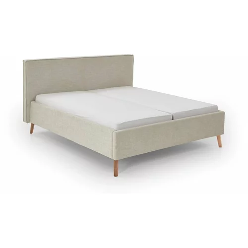 Meise Möbel Krem tapecirani bračni krevet s prostorom za odlaganje s podnicom 160x200 cm Riva –