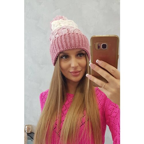 Kesi marka niezdefiniowana Cap with a pompom Abigail K326 powdered pink+ecru Cene