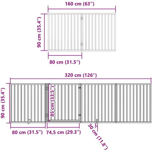 VidaXL Vrata za pse s vrata&amp;scaron;cima 10 panela sklopiva 800 cm drvo topole Slike