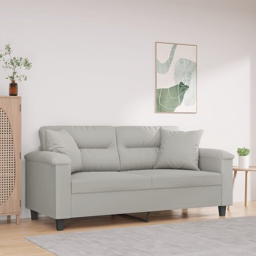 vidaXL Dvosjed s jastucima svjetlosivi 140 cm od mikrovlakana Cijene