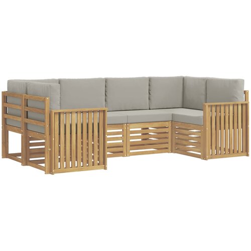  Set vanjskih sofa 6 kom. Bijela i svjetlosiva Poliester Smeđa 245 x 128,5 x 73 cm Slike