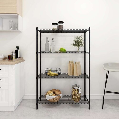 VidaXL 4-nadstropni regal 90x35x137 cm črn 200 kg Slike