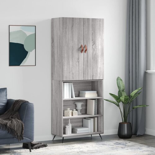 VidaXL Visoka komoda siva sonome 69 5x34x180 cm od konstruiranog drva Slike