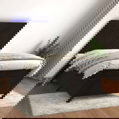  Box spring postelja z vzmetnico LED črna 100x200 cm žamet, (20789875) Slike