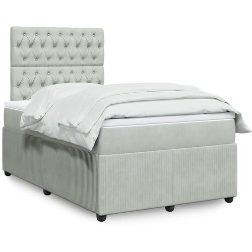 vidaXL Box spring postelja z vzmetnico svetlo siva 120x200 cm žamet Cene