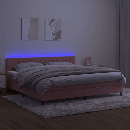 Box spring s madracem LED ružičasti 200x200cm bar&amp;scaron;unasti Slike